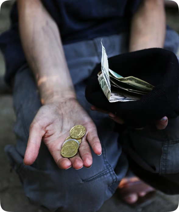 Hand holding coins small savings